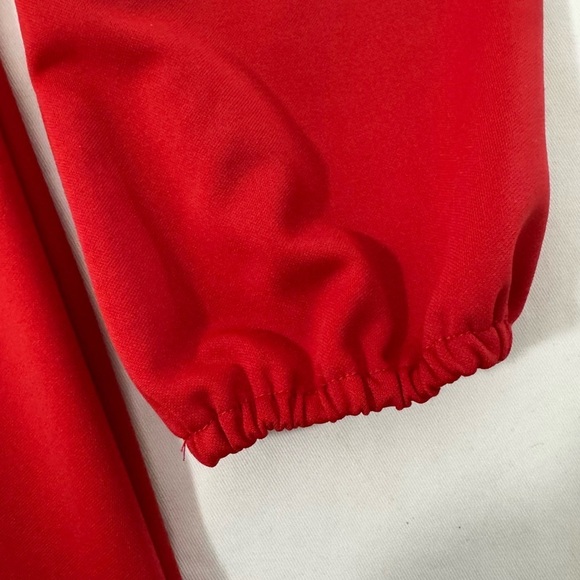 Women's Front Drape Slant Sheath Dress Pull On Long Sleeve Round Neck Maxi Red M - Picture 8 of 9